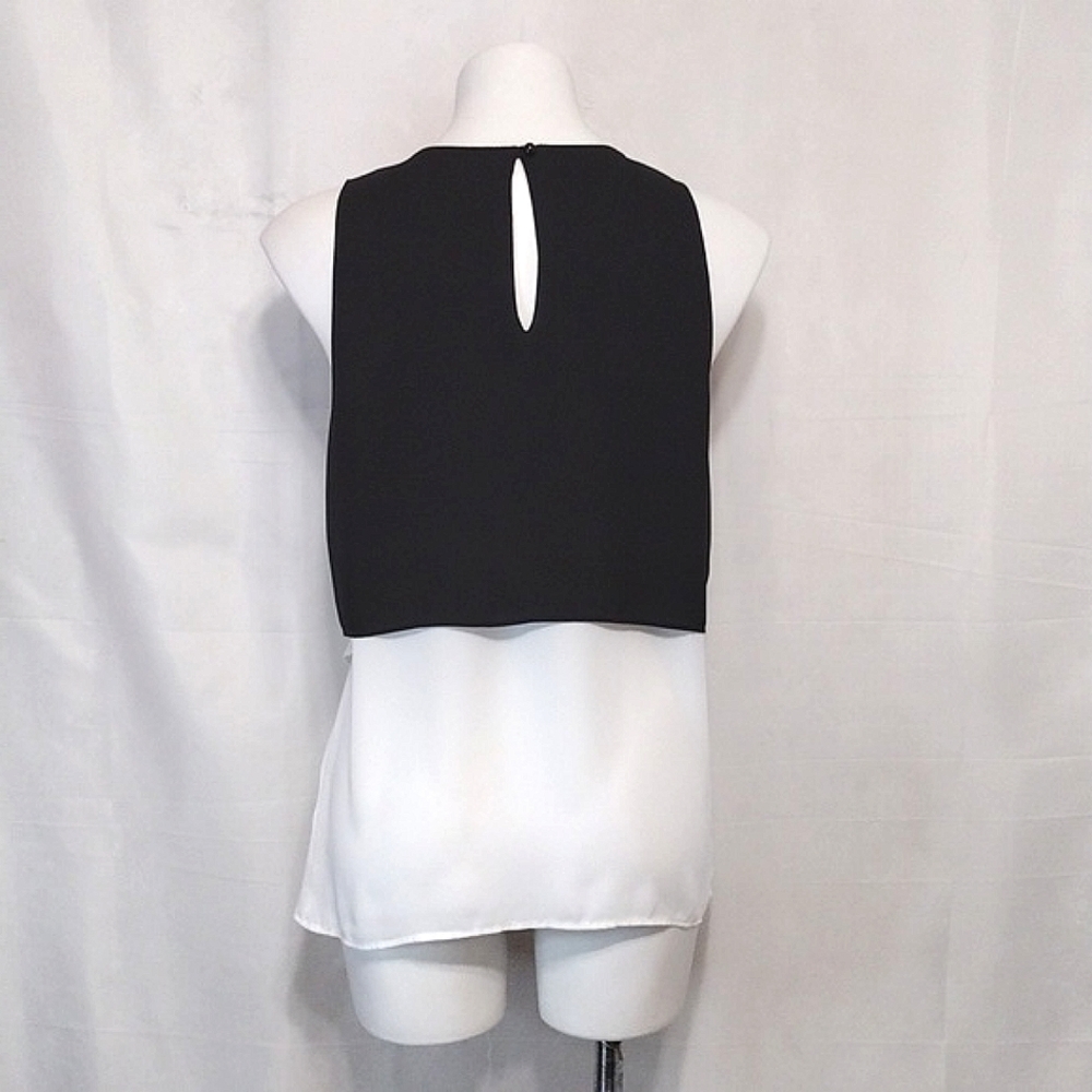 Joseph Ribkoff Colorblock Chiffon Double Layered Tank Top Flowy Chic Small - Picture 8 of 11